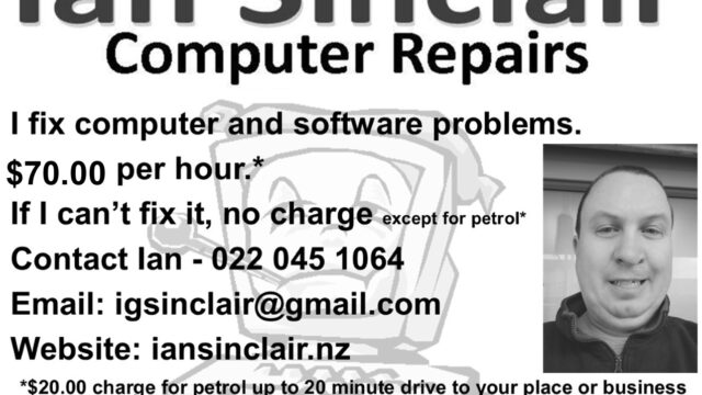 Ian Sinclair Computer repairs (flyer)